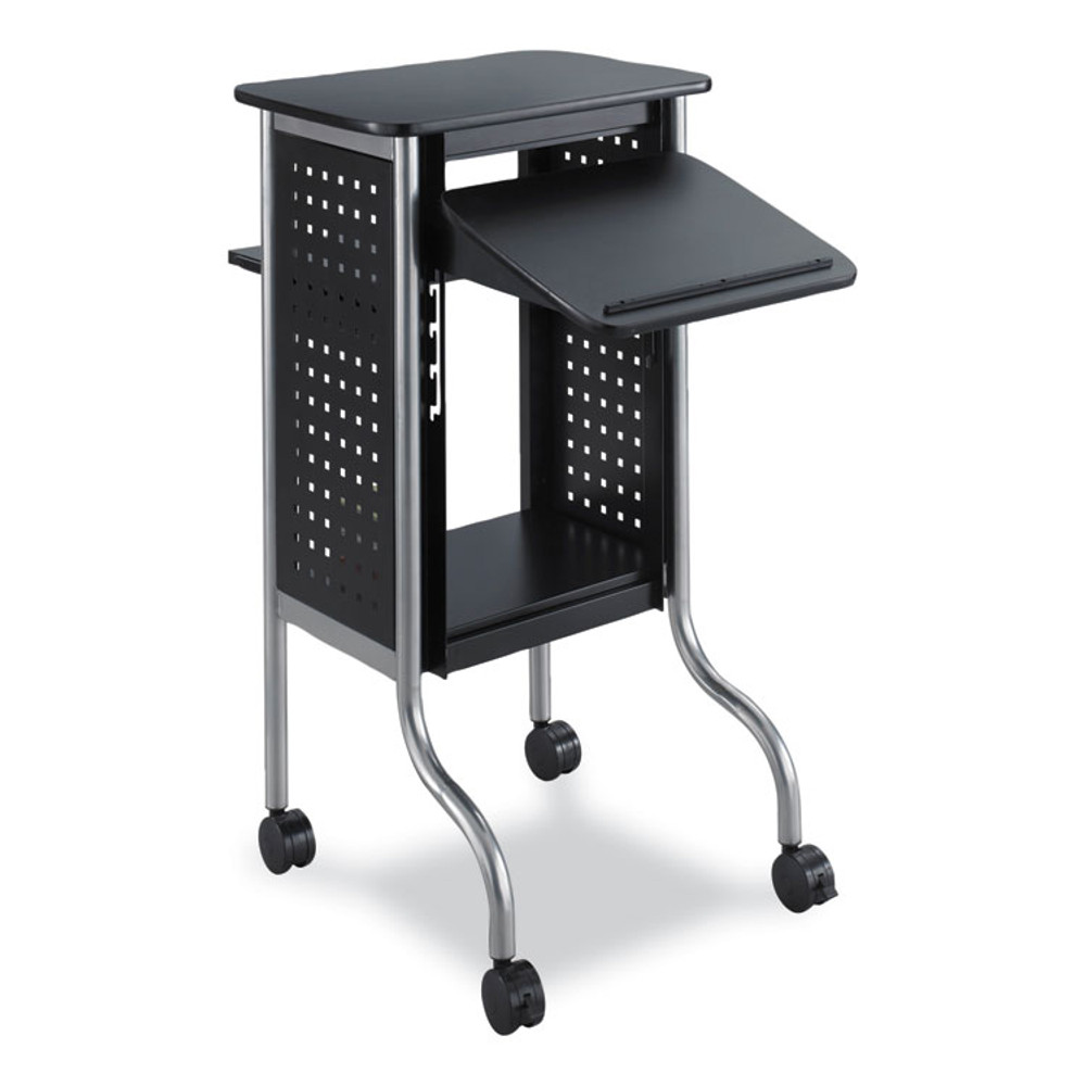 SAFCO PRODUCTS 8945BL Scoot Presentation Cart, 50 lb Capacity, 4 Shelves, 21.5" x 30.25" x 40.5", Black