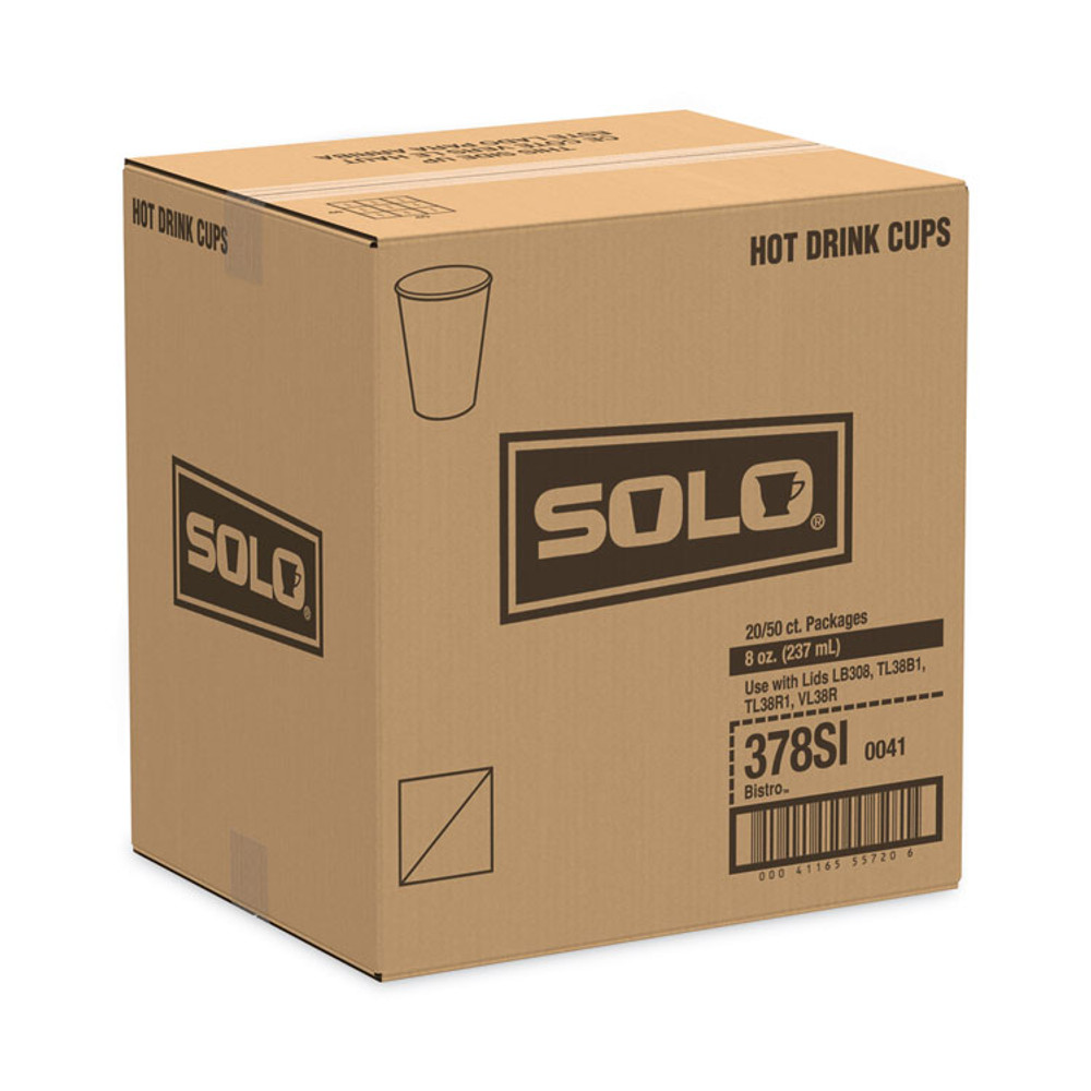 DART SOLO® 378SIPK Paper Hot Drink Cups in Bistro Design, 8 oz, Maroon, 50/Pack