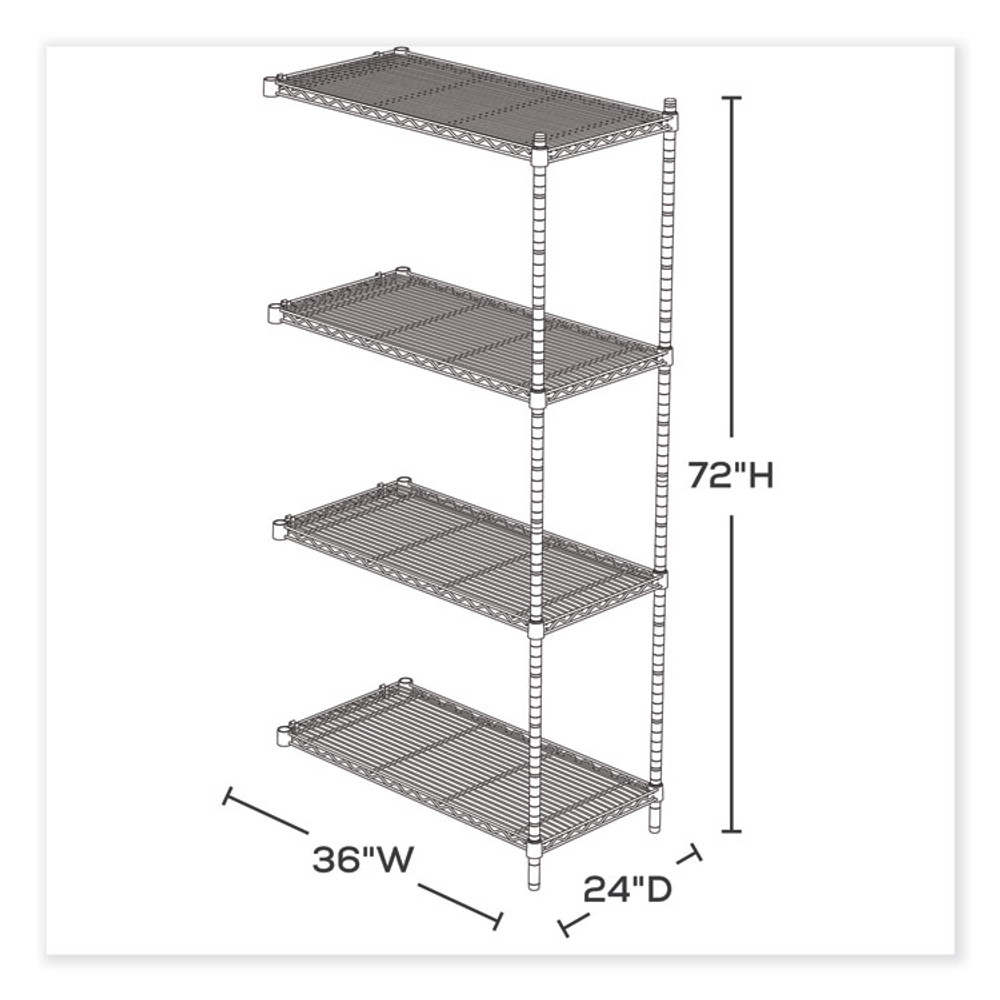 SAFCO PRODUCTS 5289BL Industrial Add-On Unit, Four-Shelf, 36w x 24d x 72h, Steel, Black
