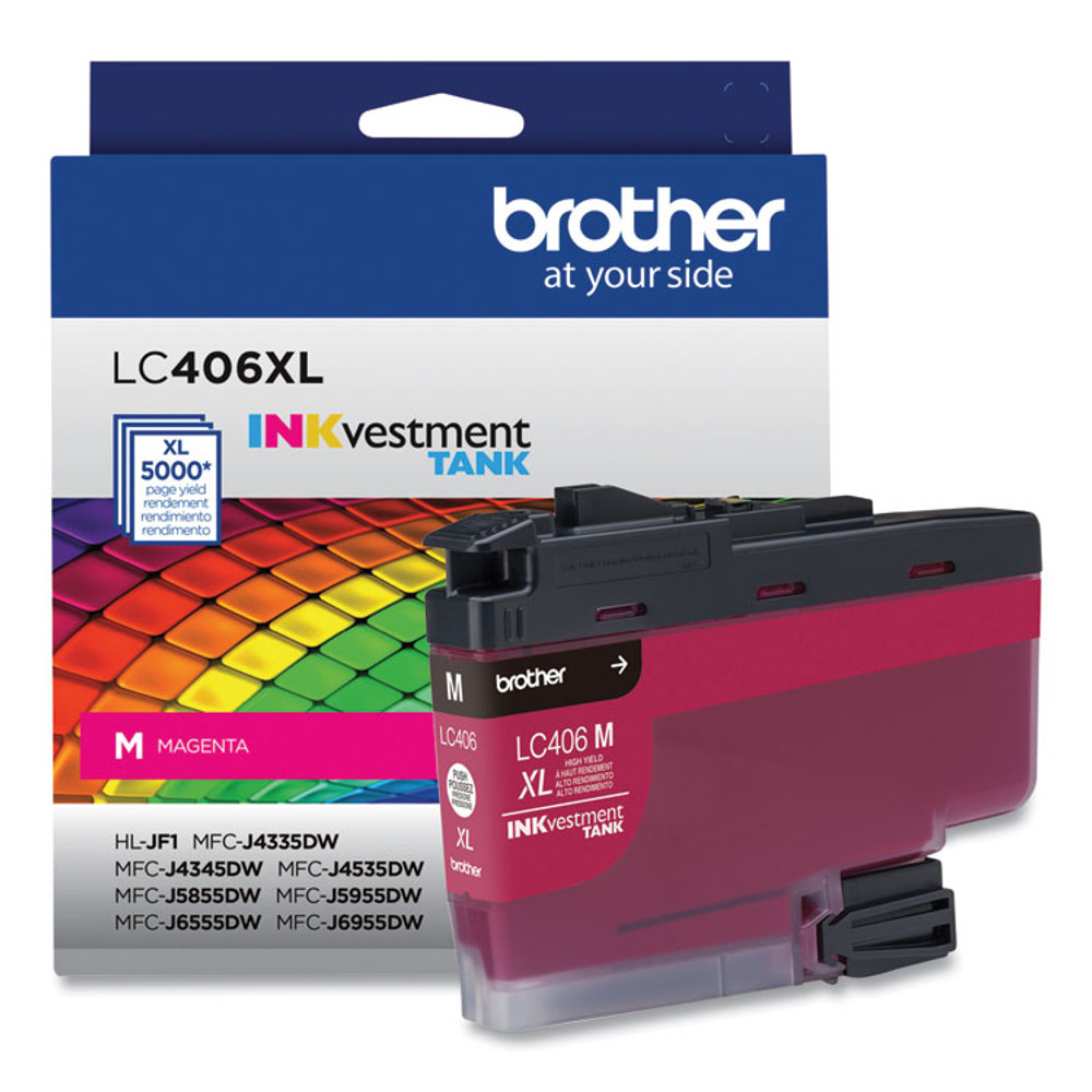 BROTHER INTL. CORP. LC406XLMS LC406XLMS INKvestment High-Yield Ink, 5,000 Page-Yield, Magenta