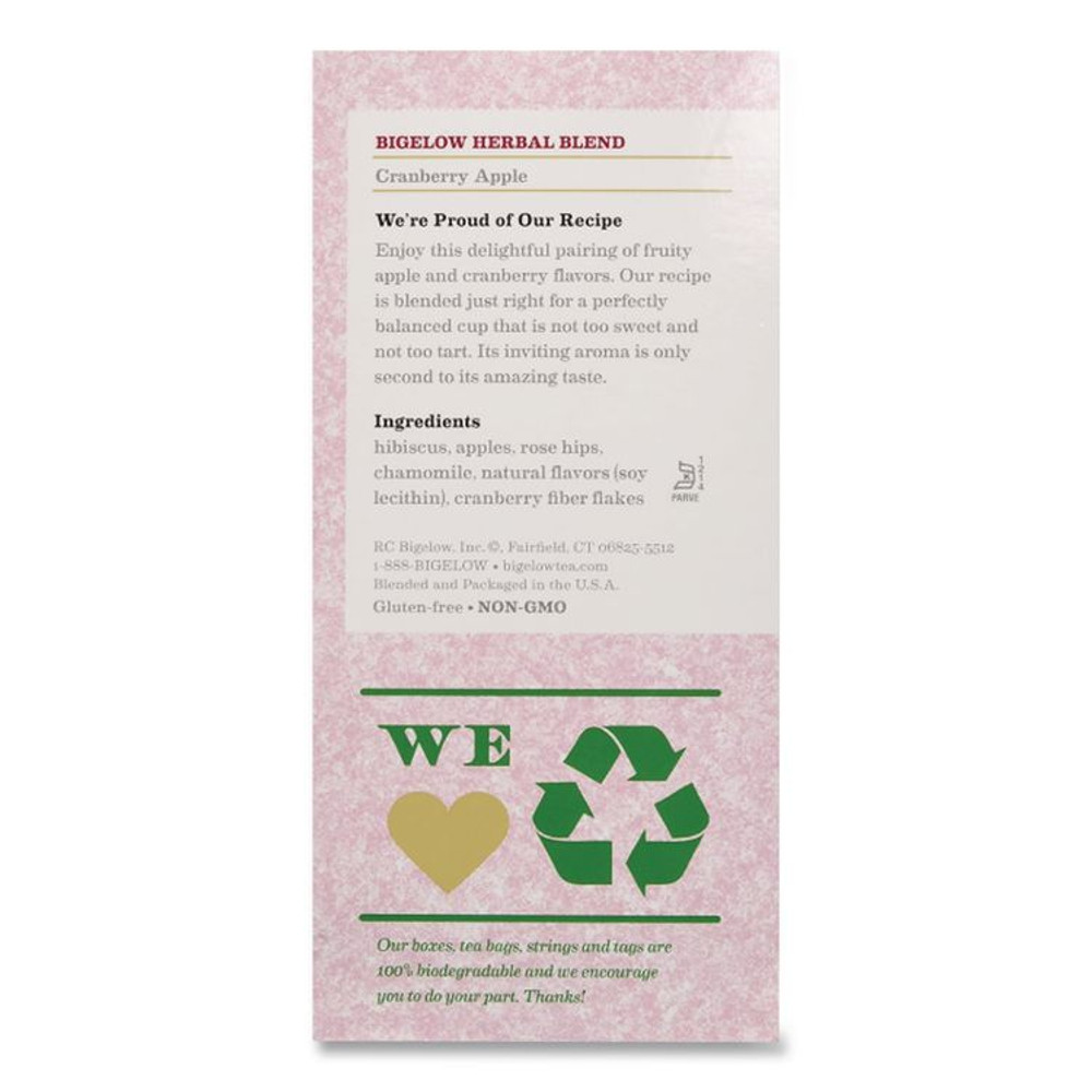 KEURIG DR PEPPER Bigelow® 10400 Cranberry Apple Herbal Tea, 28/Box