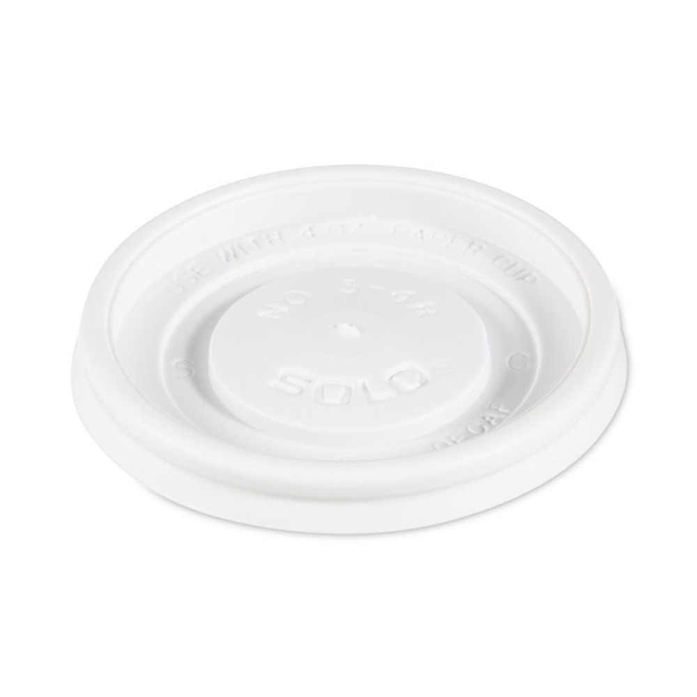 DART SOLO® VL34R0007 Polystyrene Vented Hot Cup Lids, Fits 4 oz Cups, White, 100/Pack, 10 Packs/Carton
