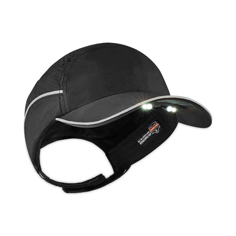 TENACIOUS HOLDINGS, INC. ergodyne® 23369 Skullerz 8965 Lightweight Bump Cap Hat with LED Lighting, Long Brim, Black