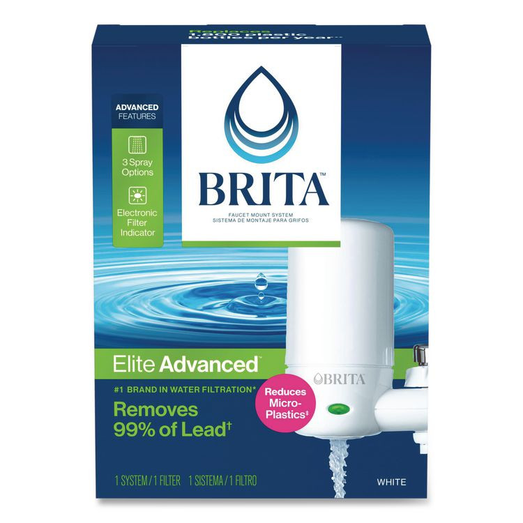 CLOROX SALES CO. Brita® 42201 Water Faucet Mount Filtration System with 1 Elite Advanced Replacement Filter, White