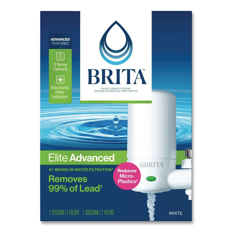 CLOROX SALES CO. Brita® 42201 Water Faucet Mount Filtration System with 1 Elite Advanced Replacement Filter, White