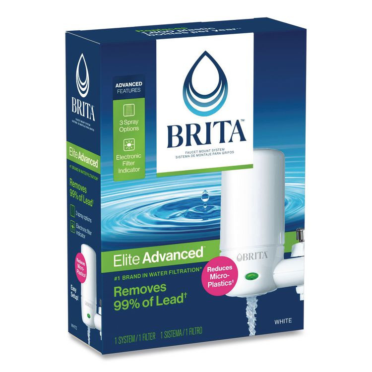 CLOROX SALES CO. Brita® 42201 Water Faucet Mount Filtration System with 1 Elite Advanced Replacement Filter, White