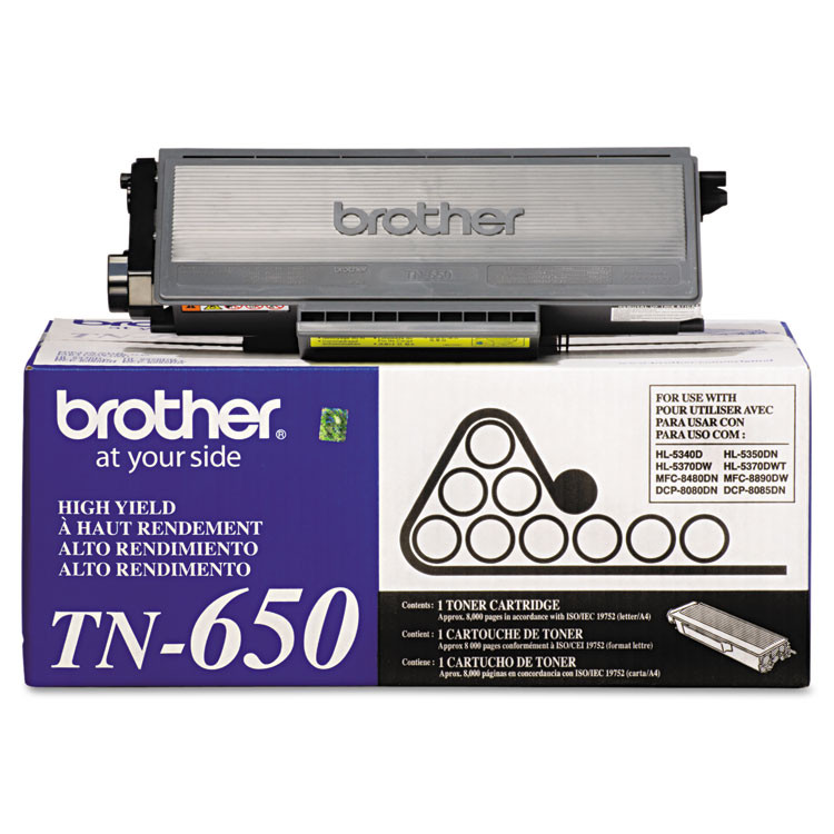 BROTHER INTL. CORP. TN650 TN650 High-Yield Toner, 8,000 Page-Yield, Black
