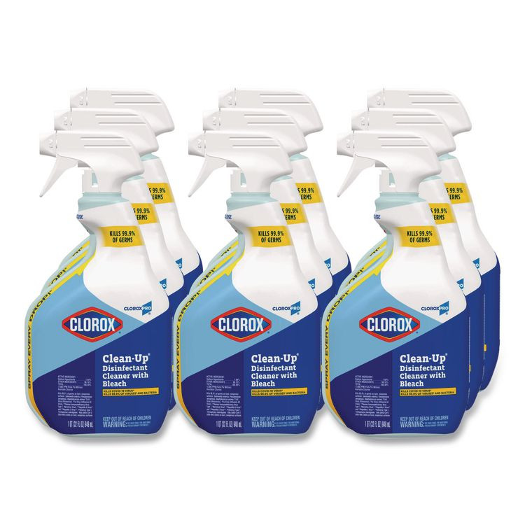 CLOROX SALES CO. 35417CT CloroxPro Clean-Up Disinfectant Cleaner with Bleach, 32 oz Smart Tube Spray, 9/Carton