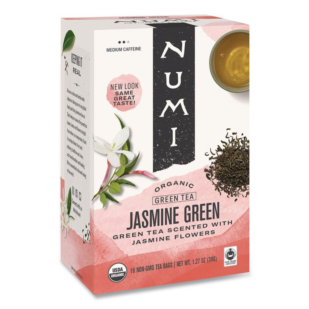 NUMI 10108 Organic Teas and Teasans, 1.27 oz, Jasmine Green, 18/Box