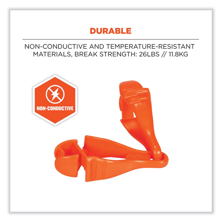 TENACIOUS HOLDINGS, INC. ergodyne® 19118 Squids 3400 Dual Clip Glove Clip Holder, 1 x 1 x 6.5, Acetal Copolymer, Orange