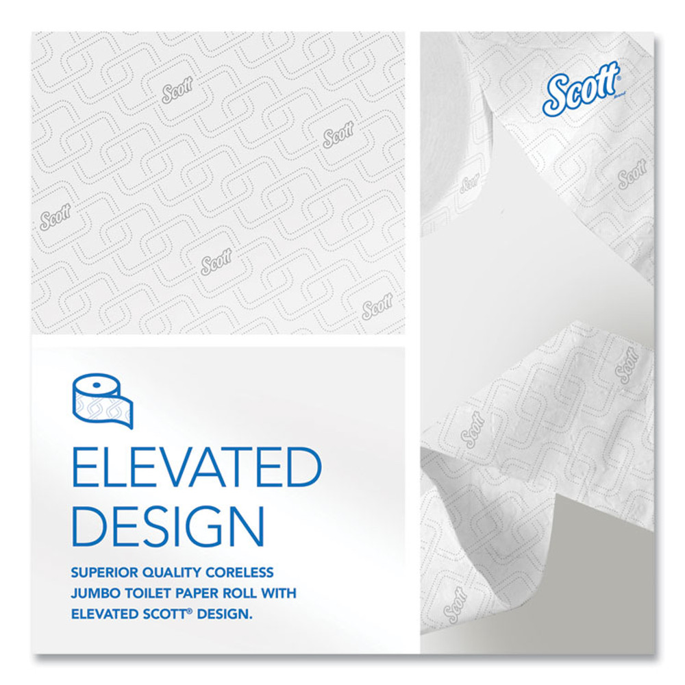 KIMBERLY-CLARK PROFESSIONAL Scott® 07006 Essential Coreless JRT, Septic Safe, 2-Ply, 3.75" x 1,150 ft, White, 12 Rolls/Carton