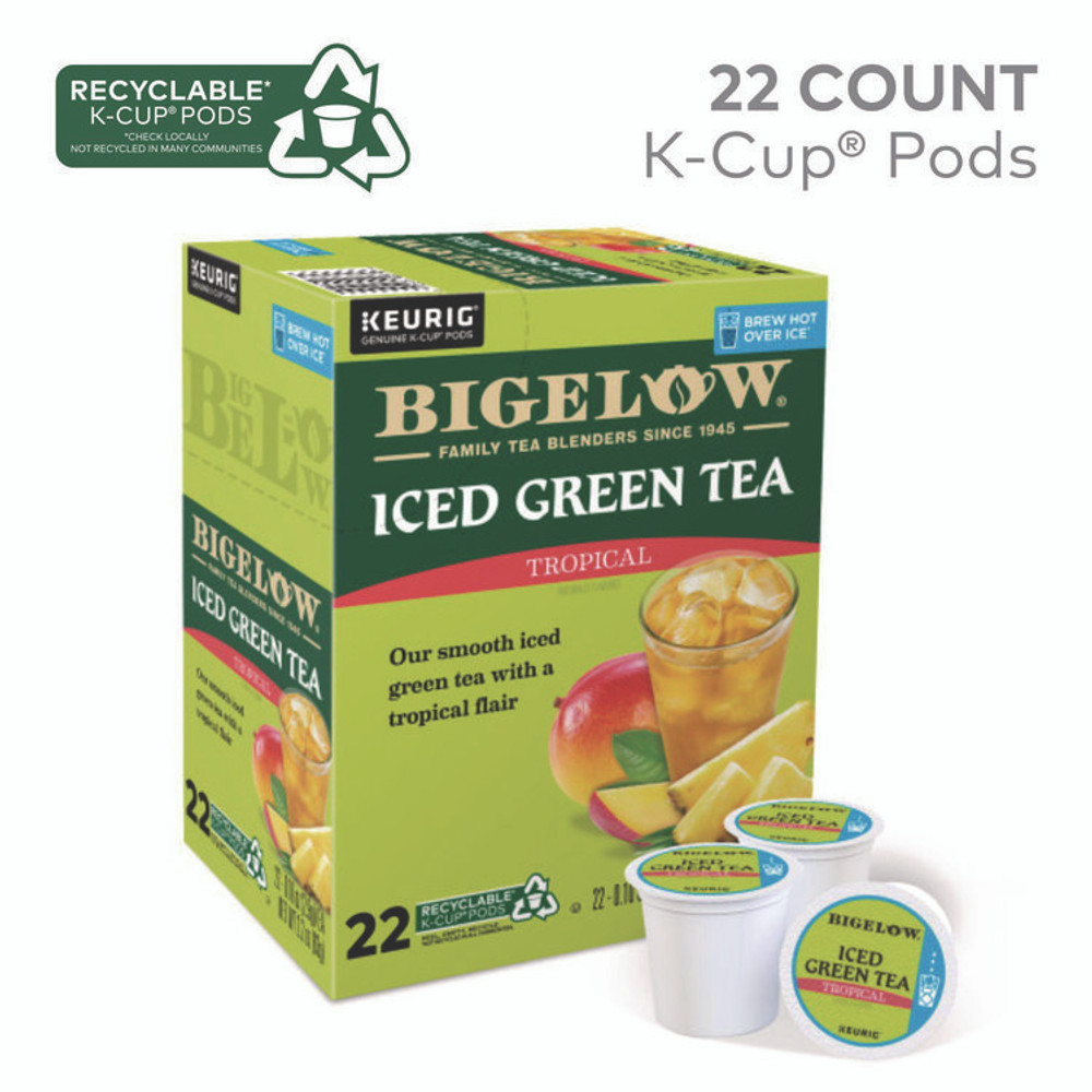 KEURIG DR PEPPER Bigelow® 2870 Tropical Iced Green Tea, K-Cup, 0.10 oz, 22/Box
