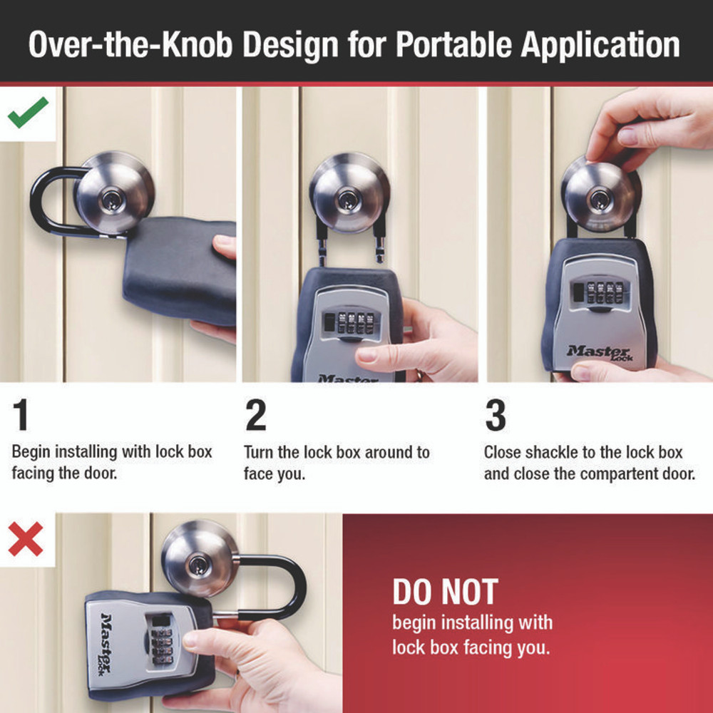MASTER LOCK COMPANY 5400D Locking Combination 5 Key Steel Box, 3.25" Wide, Black/Silver