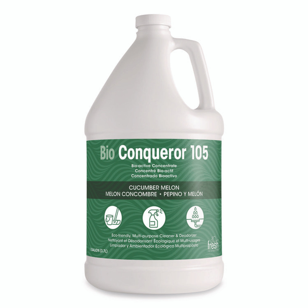 FRESH PRODUCTS 1-BWB-CM-F Bio Conqueror 105 Enzymatic Odor Counteractant Concentrate, Cucumber Melon, 1 gal Bottle, 4/Carton