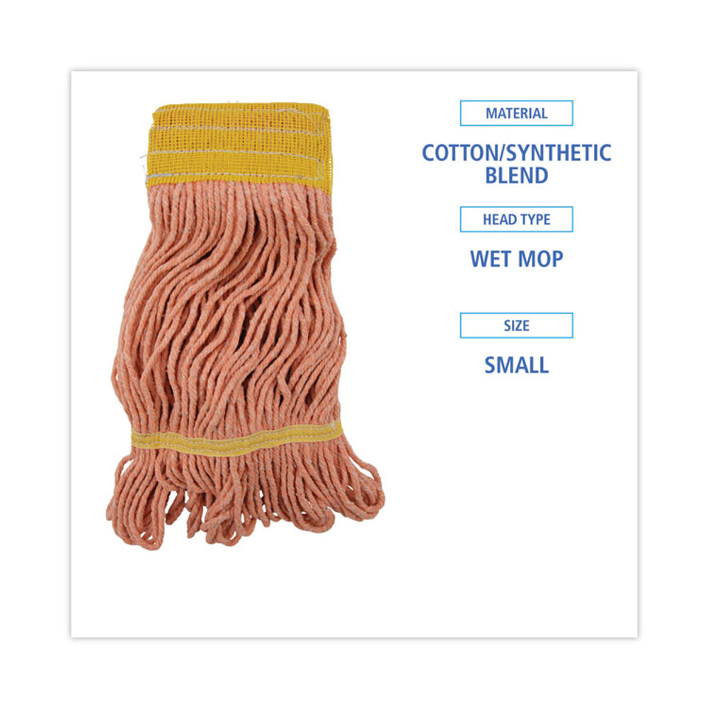 BOARDWALK 501OR Super Loop Wet Mop Head, Cotton/Synthetic Fiber, 5" Headband, Small Size, Orange, 12/Carton