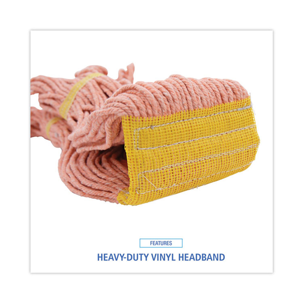 BOARDWALK 501OR Super Loop Wet Mop Head, Cotton/Synthetic Fiber, 5" Headband, Small Size, Orange, 12/Carton