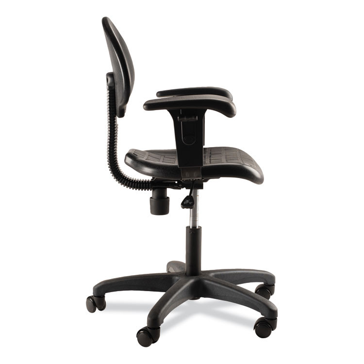 NATIONAL PUBLIC SEATING NPS® 6716HBA 6700 Series Polyurethane Adjustable Height Task Chair with Arms, Supports 300 lb, 16" to 21" Seat Height, Black Seat/Base