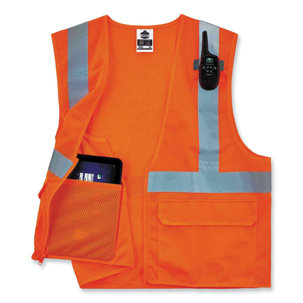 TENACIOUS HOLDINGS, INC. ergodyne® 21117 GloWear 8220Z Class 2 Standard Mesh Zipper Vest, Polyester, 2X-Large/3X-Large, Orange