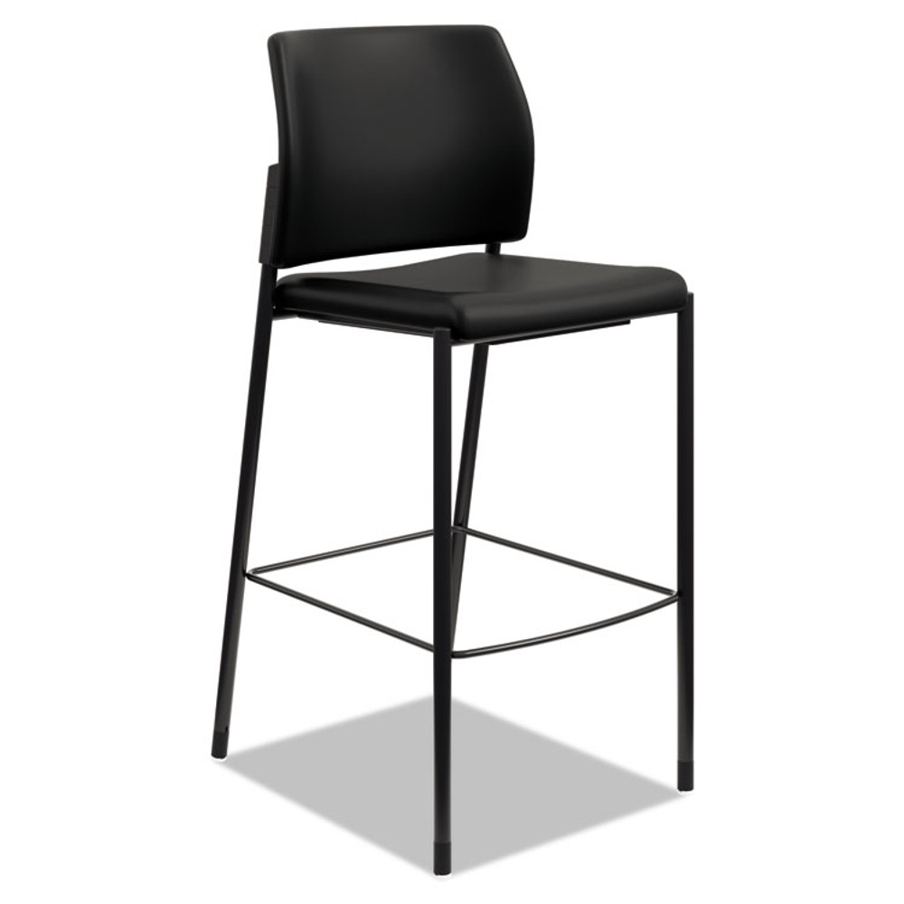 HON COMPANY SCS2NEUR10B Accommodate Series Cafe Stool, Supports Up to 300 lb, 30" Seat Height, Black Seat, Black Back, Black Base