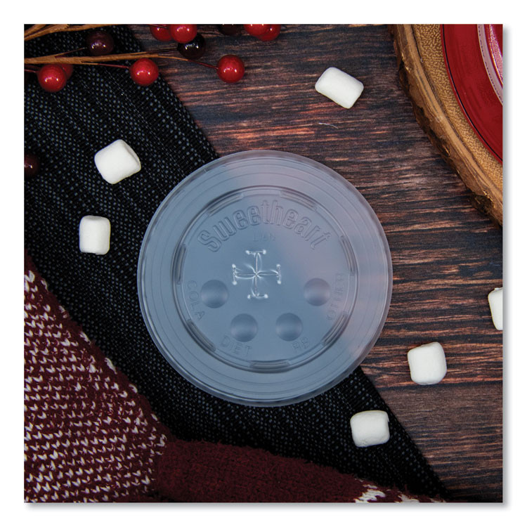 DART SOLO® L16BL Polystyrene Plastic Flat Straw-Slot Cold Cup Lids, Fits 12 oz to 24 oz Cold Cups, Plastic, Translucent, 125/Pack, 16 Packs/CT