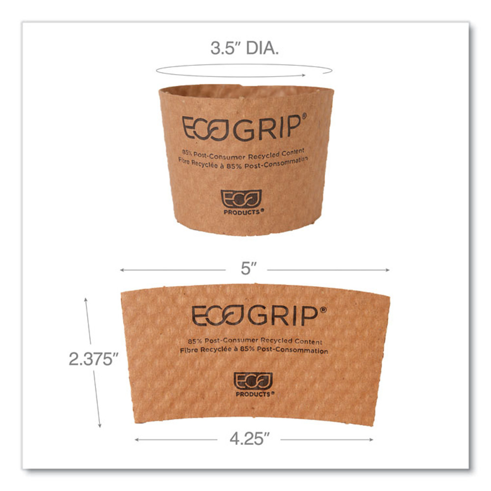 ECO-PRODUCTS,INC. EG-2000 EcoGrip Hot Cup Sleeves - Renewable and Compostable, Fits 12, 16, 20, 24 oz Cups, Kraft, 1,300/Carton