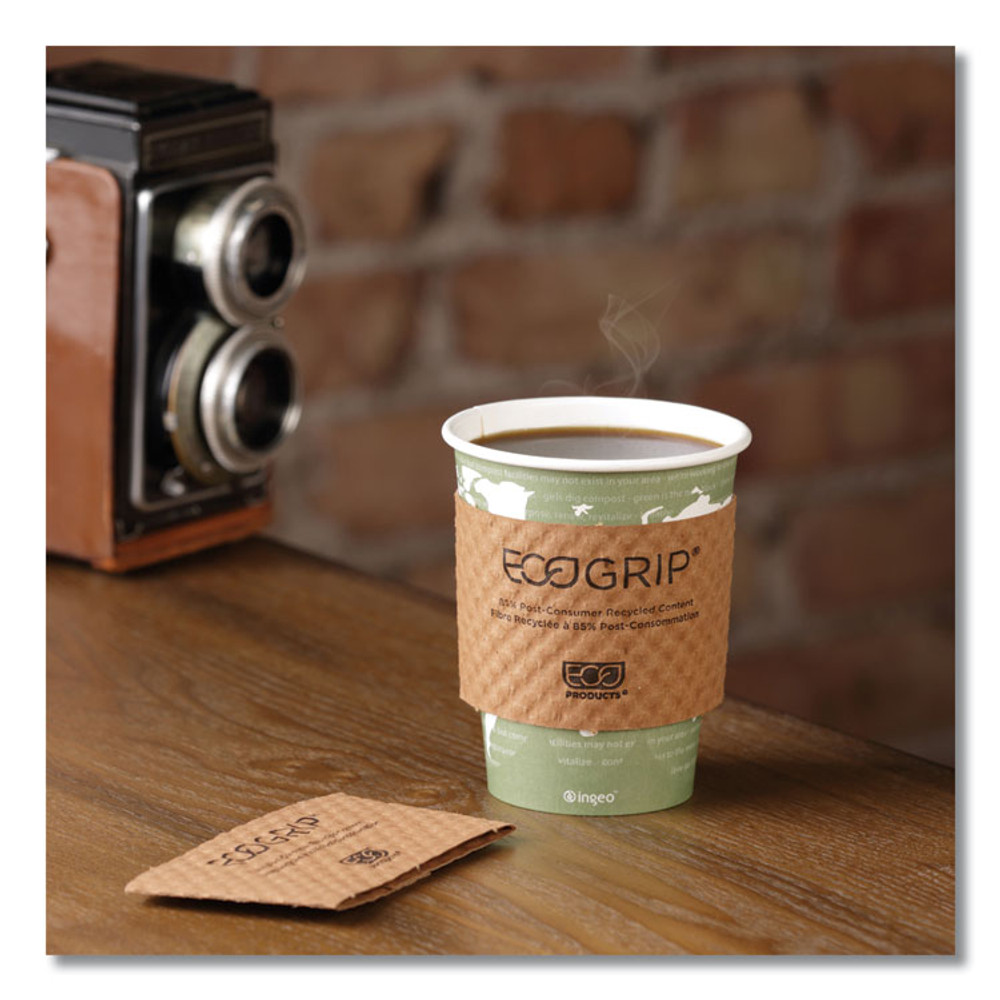 ECO-PRODUCTS,INC. EG-2000 EcoGrip Hot Cup Sleeves - Renewable and Compostable, Fits 12, 16, 20, 24 oz Cups, Kraft, 1,300/Carton