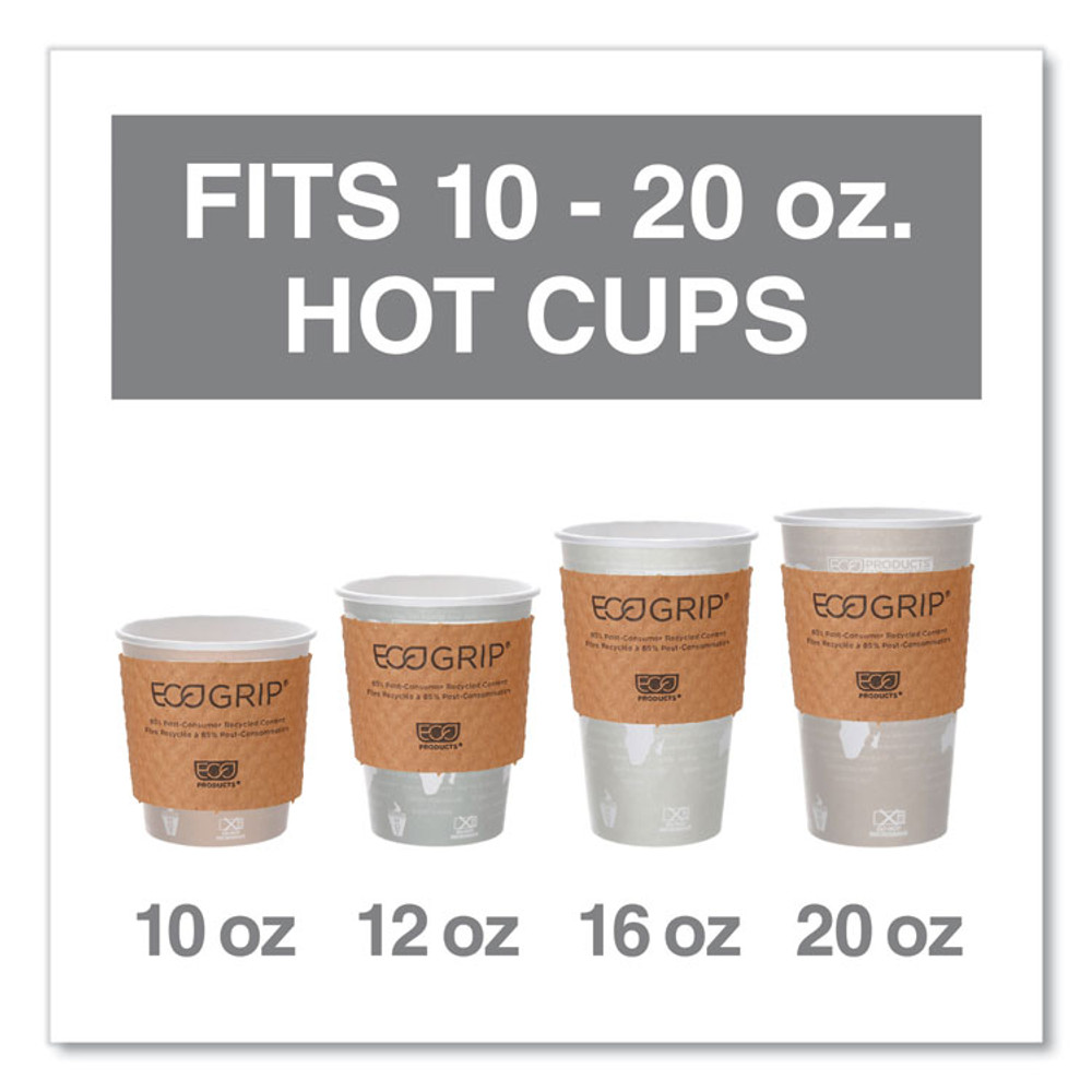 ECO-PRODUCTS,INC. EG-2000 EcoGrip Hot Cup Sleeves - Renewable and Compostable, Fits 12, 16, 20, 24 oz Cups, Kraft, 1,300/Carton