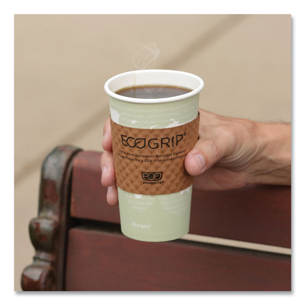 ECO-PRODUCTS,INC. EG-2000 EcoGrip Hot Cup Sleeves - Renewable and Compostable, Fits 12, 16, 20, 24 oz Cups, Kraft, 1,300/Carton