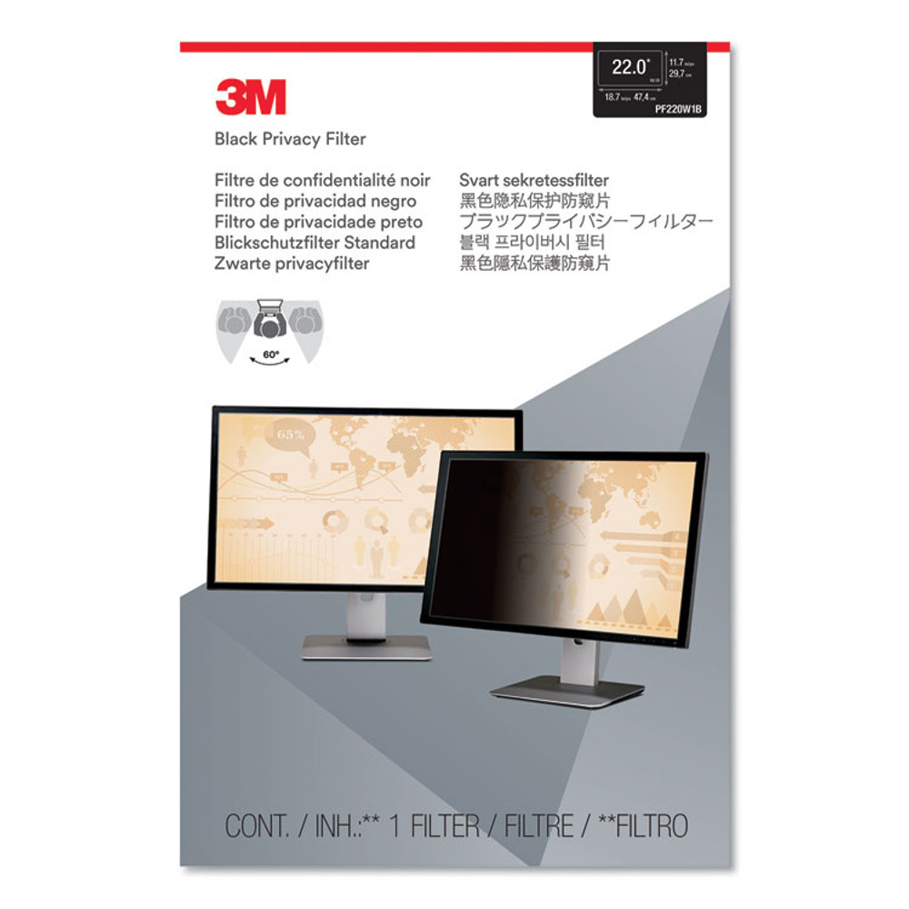 3M/COMMERCIAL TAPE DIV. PF220W1B Frameless Blackout Privacy Filter for 22" Widescreen Flat Panel Monitor, 16:10 Aspect Ratio