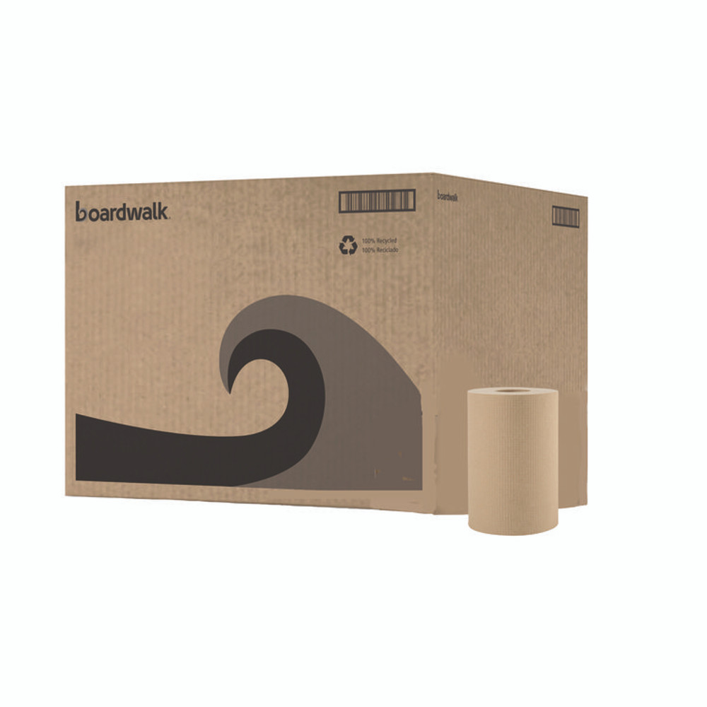 BOARDWALK 6252 Hardwound Paper Towels, 1-Ply, 8" x 350 ft, Natural, 12 Rolls/Carton