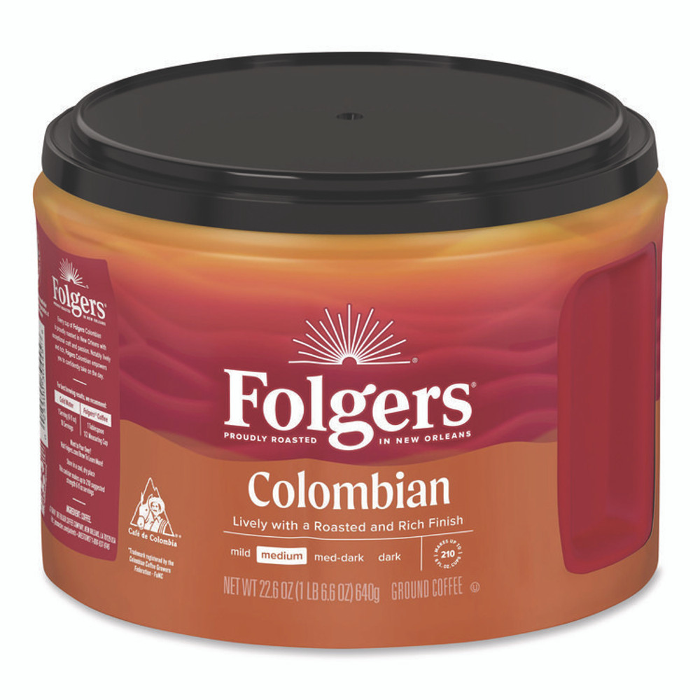 KEURIG DR PEPPER Folgers® 30445CT 100% Columbian Coffee, 22.6 oz Canister, 6/Carton