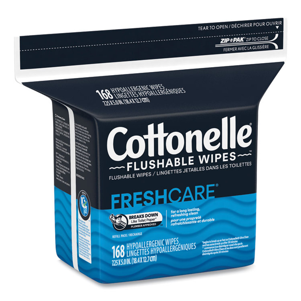 KIMBERLY CLARK Cottonelle® 10358EA Fresh Care Flushable Cleansing Cloths, 1-Ply, 5 x 7.25, White, 168/Pack