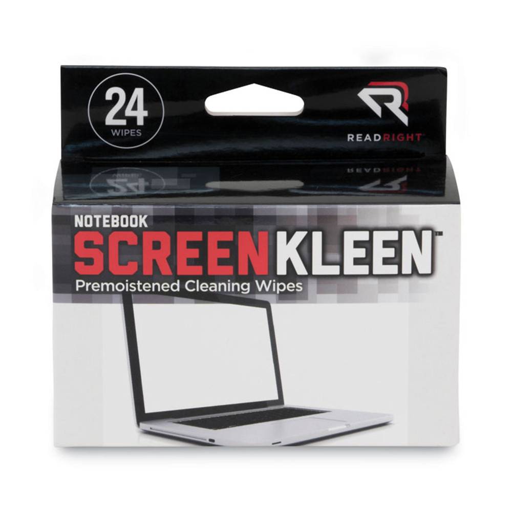 READ/RIGHT RR1217 Notebook ScreenKleen Pads, Cloth, 7 x 5, White, 24/Box