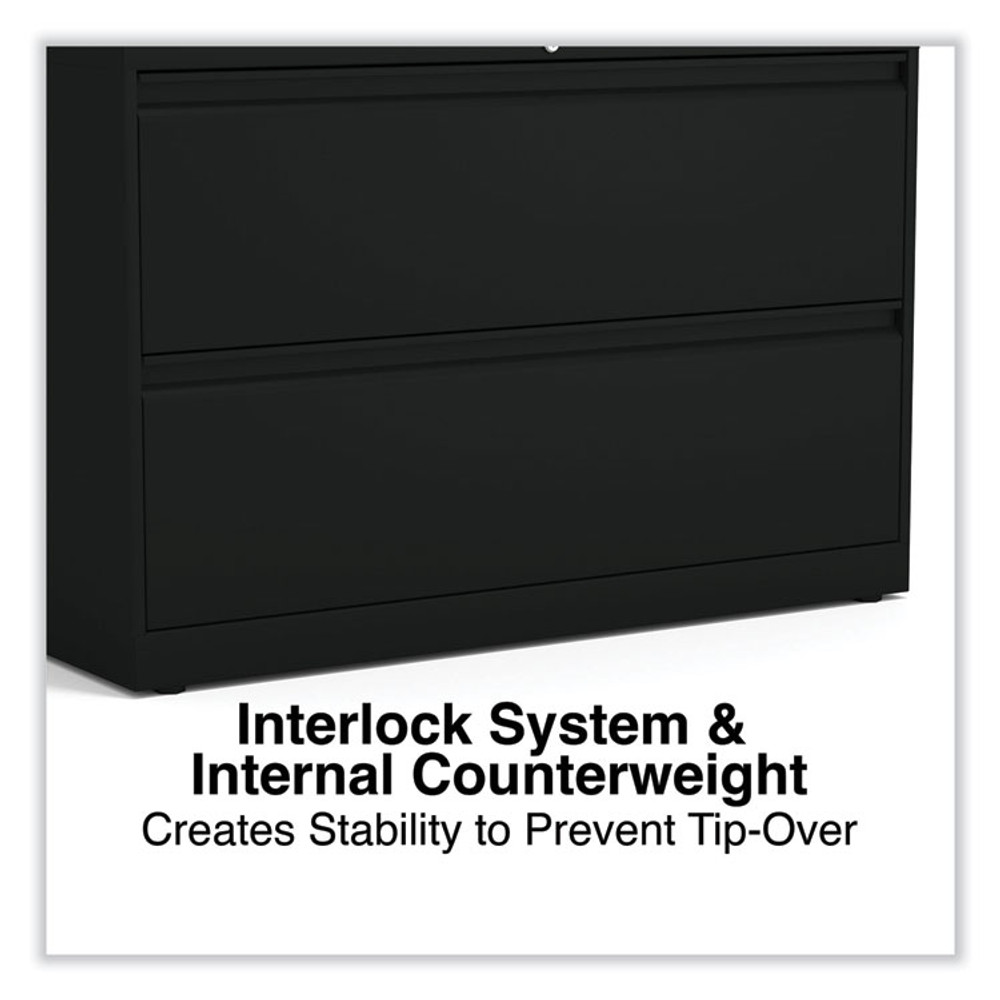 ALERA HLF4229BL Lateral File, 2 Legal/Letter-Size File Drawers, Black, 42" x 18.63" x 28"