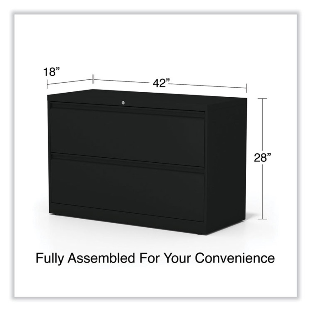 ALERA HLF4229BL Lateral File, 2 Legal/Letter-Size File Drawers, Black, 42" x 18.63" x 28"