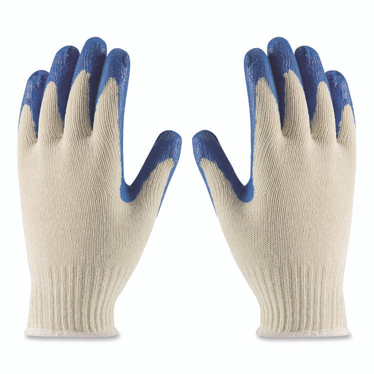 PROTECTIVE INDUSTRIAL PRODUCTS INC PIP 39C122S Seamless Knit Cotton/Polyester Gloves, EN388: 2011, Small, Natural/Blue, 12 Pairs