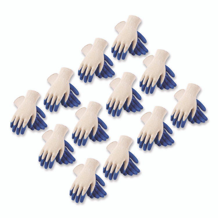 PROTECTIVE INDUSTRIAL PRODUCTS INC PIP 39C122S Seamless Knit Cotton/Polyester Gloves, EN388: 2011, Small, Natural/Blue, 12 Pairs