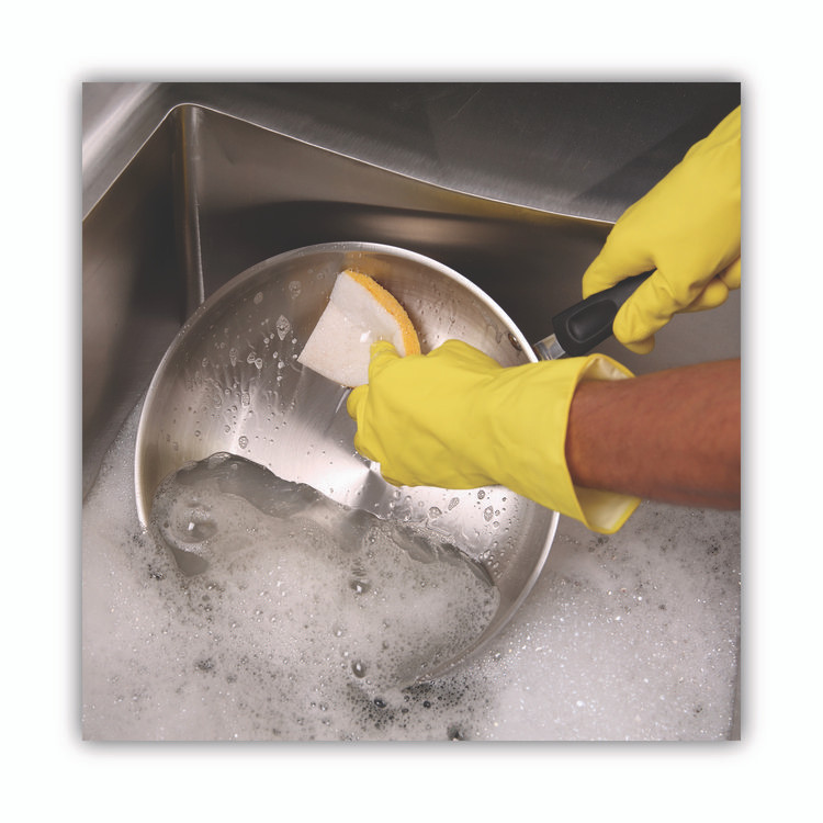 BOARDWALK 16320 Light-Duty Scrubbing Sponge, Individually Wrapped, 3.6 x 6.1, 0.7" Thick, Yellow/White, 20/Carton