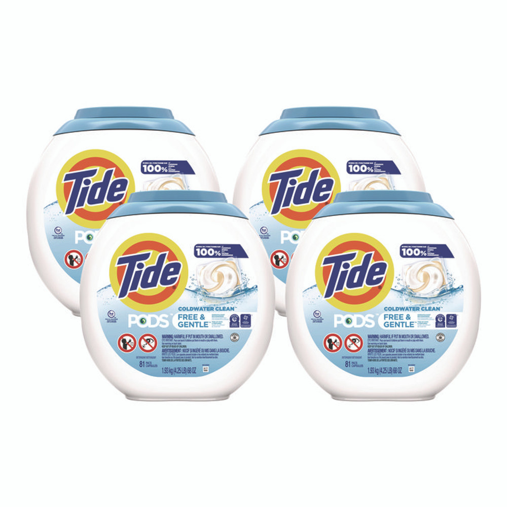 PROCTER & GAMBLE Tide® 91798 Pods, HE Compatible, Unscented, 81 Pods/Tub, 4 Tubs/Carton