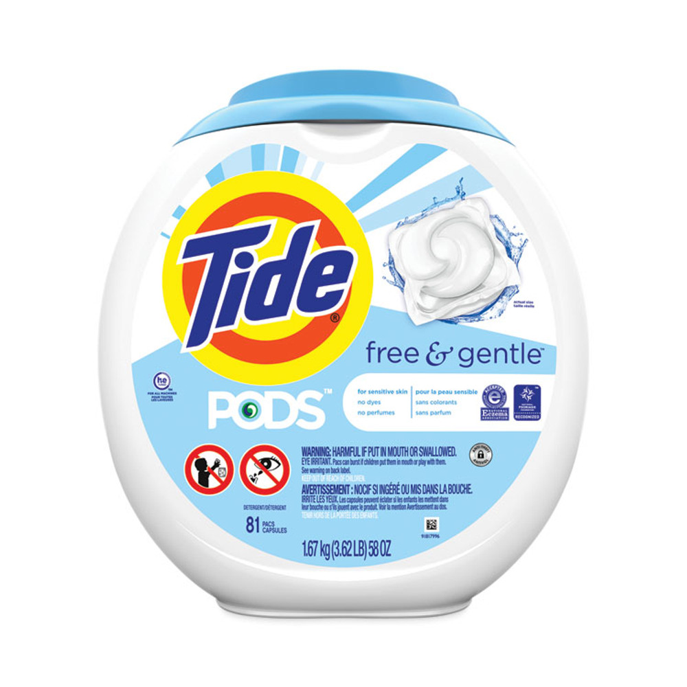 PROCTER & GAMBLE Tide® 91798 Pods, Unscented, 81 Pods/Tub, 4 Tubs Carton