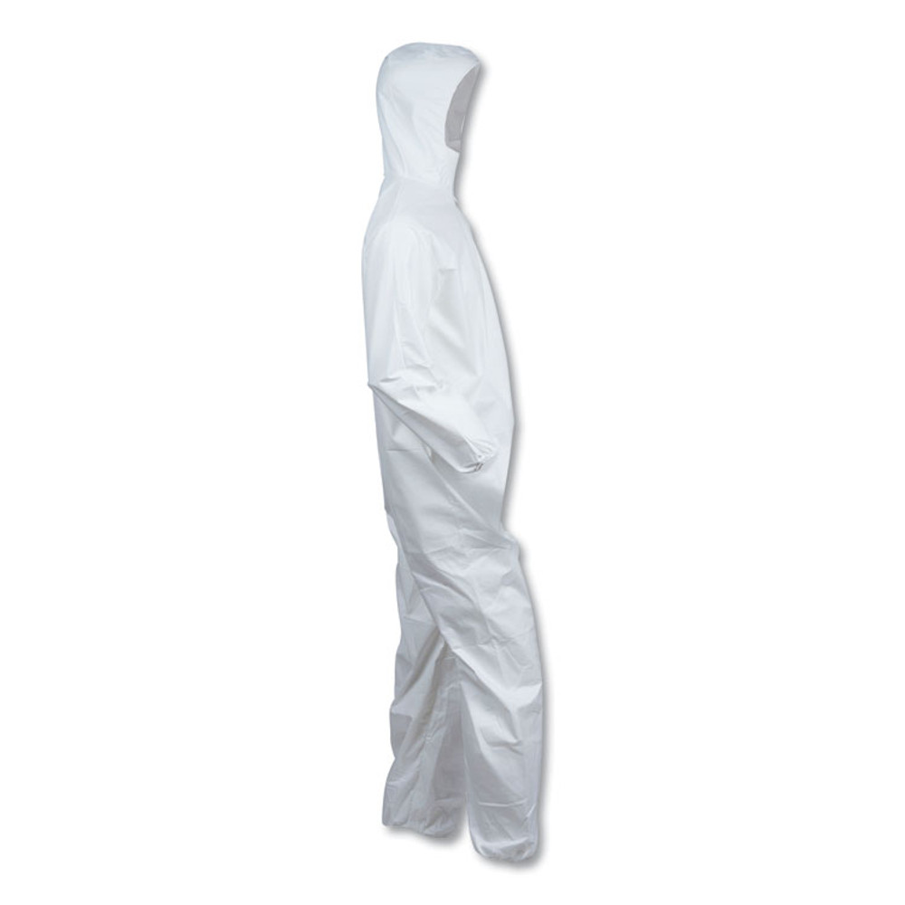 SMITH AND WESSON KleenGuard™ 44327 A40 Elastic-Cuff and Ankle Hooded Coveralls, 4X-Large, White, 25/Carton