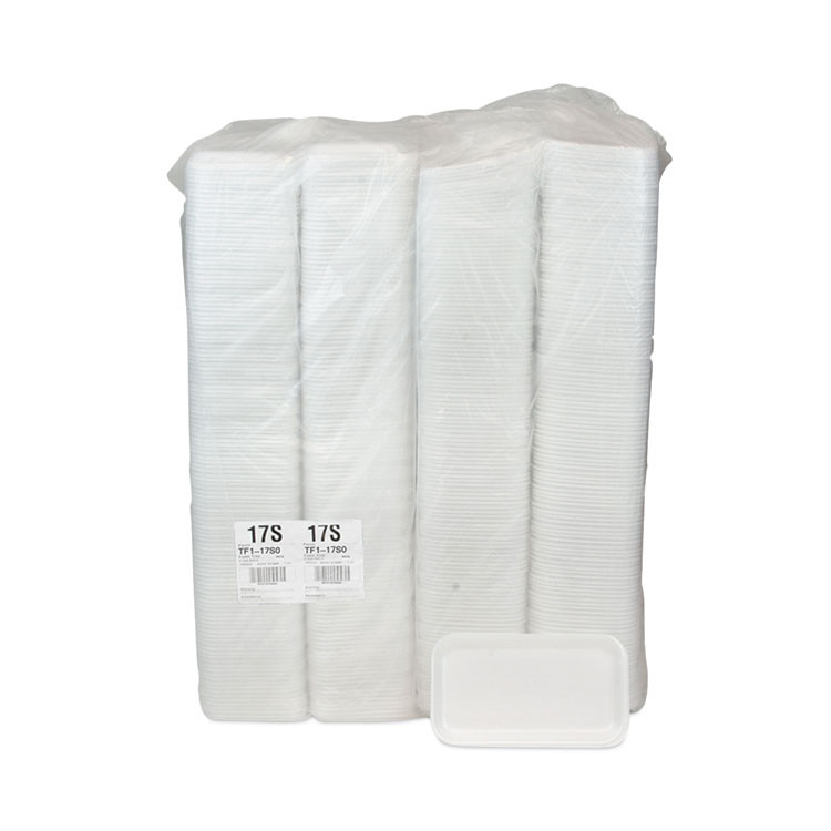 PACTIV EVERGREEN CORPORATION 0TF117S00000 Supermarket Tray, #17, 8.3 x 4.8 x 0.65, White, Foam, 1,000/Carton