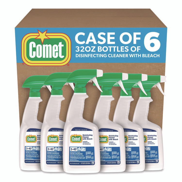 PROCTER & GAMBLE Comet® 75350 Disinfecting Cleaner with Bleach, 32 oz, Plastic Spray Bottle, Fresh Scent, 6/Carton