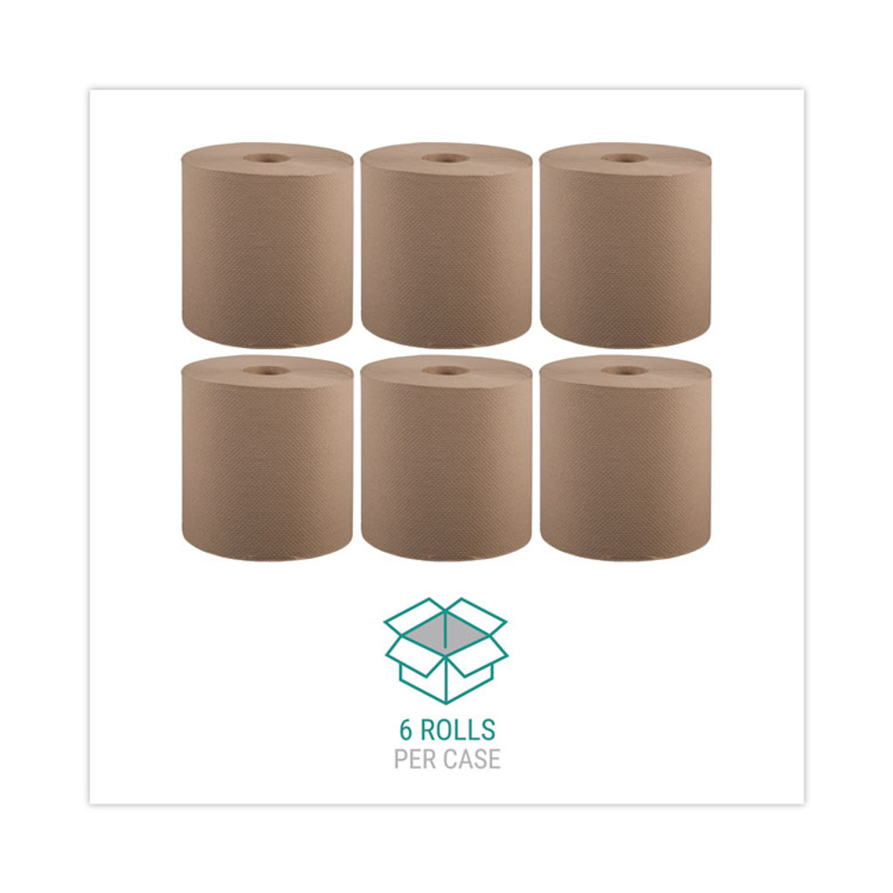 WINDSOFT 12806 Hardwound Roll Towels, 1-Ply, 8" x 800 ft, Natural, 6 Rolls/Carton