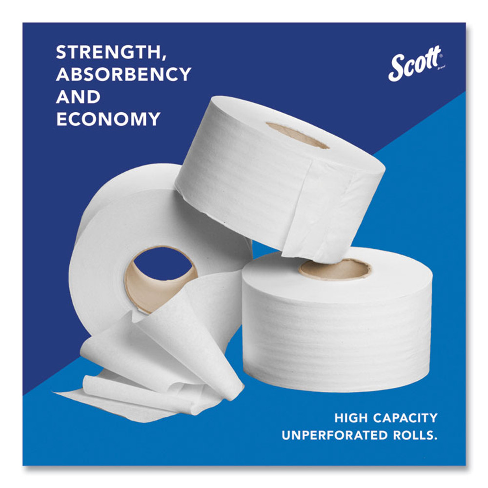 KIMBERLY-CLARK PROFESSIONAL Scott® 07805 Essential JRT Jumbo Roll Bathroom Tissue, Septic Safe, 2-Ply, 3.55" x 1,000 ft, White, 12 Rolls/Carton