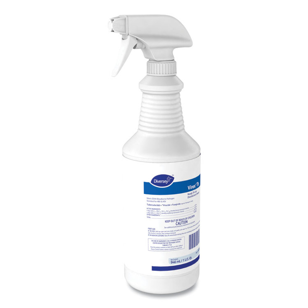 DIVERSEY 04743 Virex TB Disinfectant Cleaner, Lemon Scent, Liquid, 32 oz Bottle, 12/Carton
