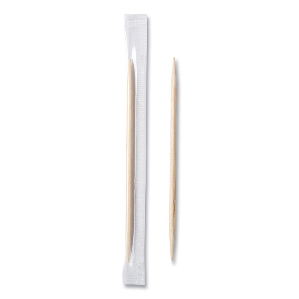 AMERCAREROYAL RM115 Cello-Wrapped Round Wood Toothpicks, Mint, 2.5", Natural, 1,000/Box, 15 Boxes/Carton