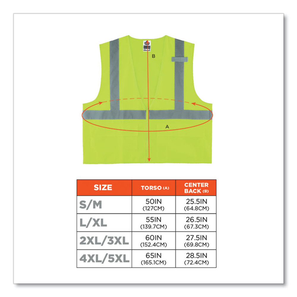 TENACIOUS HOLDINGS, INC. ergodyne® 21169 GloWear 8225Z Class 2 Standard Solid Vest, Polyester, Lime, 4X-Large/5X-Large