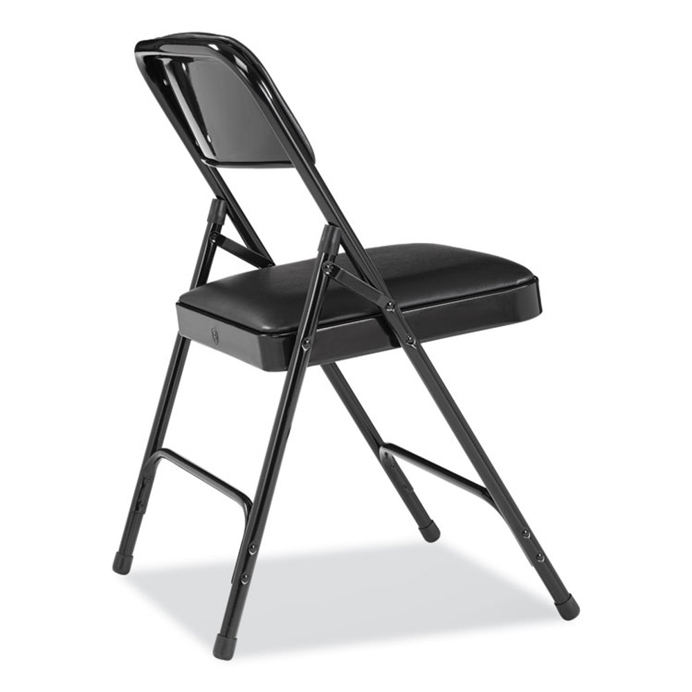 NATIONAL PUBLIC SEATING NPS® 1210 1200 Series Premium Vinyl Dual-Hinge Folding Chair, Supports Up to 500 lb, 17.75" Seat Height, Caviar Black, 4/Carton