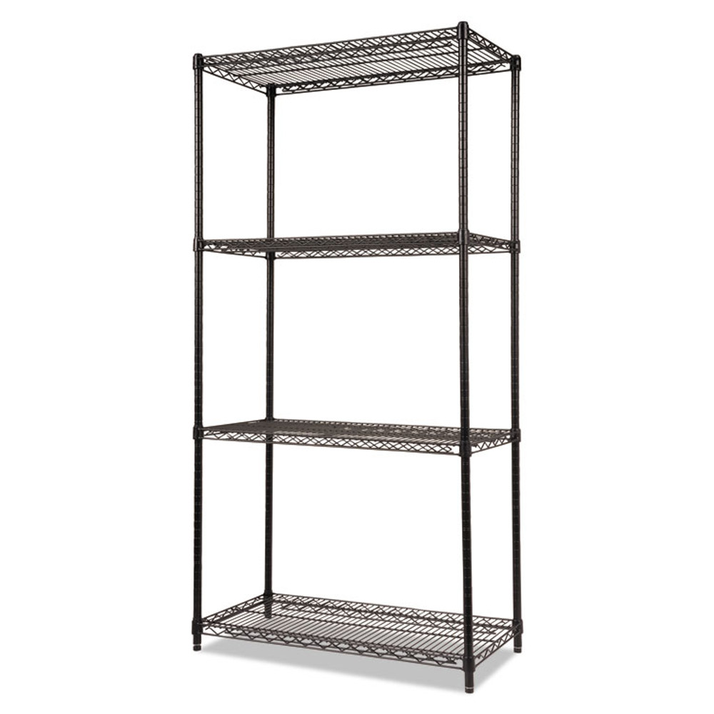 ALERA SW503618BL NSF Certified Industrial Four-Shelf Wire Shelving Kit, 36w x 18d x 72h, Black